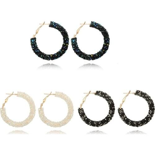 New Fashion Hoop Earrings For Women Color Bling bling Round Geometric Statement Earrings Jewelry For Wedding Party Brincos