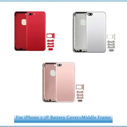 High quality New Battery Back Cover coque For iphone 7 7 Plus Door Housing Chassis Middle Frame with Power Volume Button Replace
