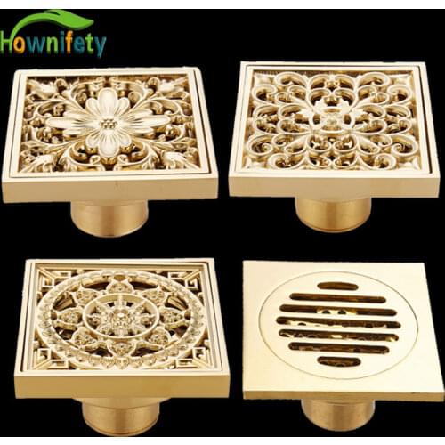 Gold Floor drain 10*10cm Shower Square Deodorization Type bathroom kitchen room accessories free shipping