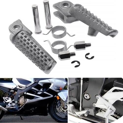 1Pair Motorcycle Aluminum Front Footrest Motorbike Foot Pegs Foot Rests for Honda CBR600RR 2003-2006 CBR1000RR 2004-2014 Chrome