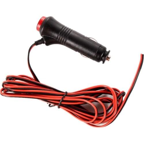 12/24V 3M Copper Lighter Socket Plug Connector Extension Wire Male Car Cigarette Cable w/ On-Off Switch for Automobile Refit DC