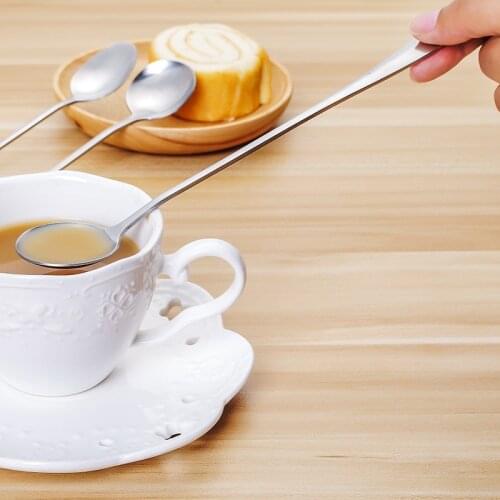 2pc Stainless Steel Coffee Spoon Long Handle Mixing Stirring Spoon Tea Spoons Kitchen Accessories Drinking Flatware DropShipping