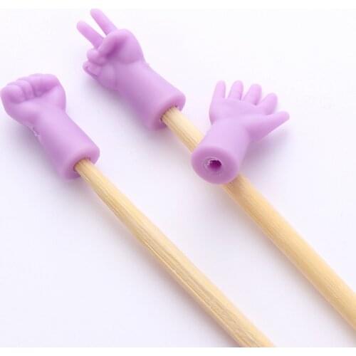6Pcs/Set Gesture Shape Non-slip Knitting Needles Stitch Protectors For DIY Weave Stopper Needle Tip Tail Buckle Sewing Supplies