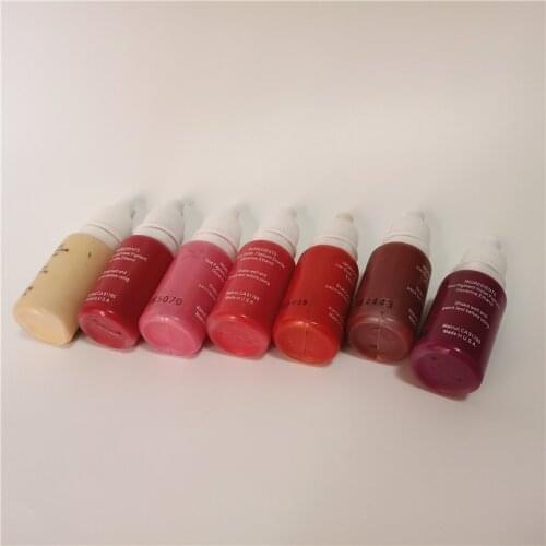 7 Pcs Skin Beige Rose Red Color Kit Micropigment Paint Semi Permanent Makeup Tattoo Ink 15ml/bottle 3d Eyebrow Lips
