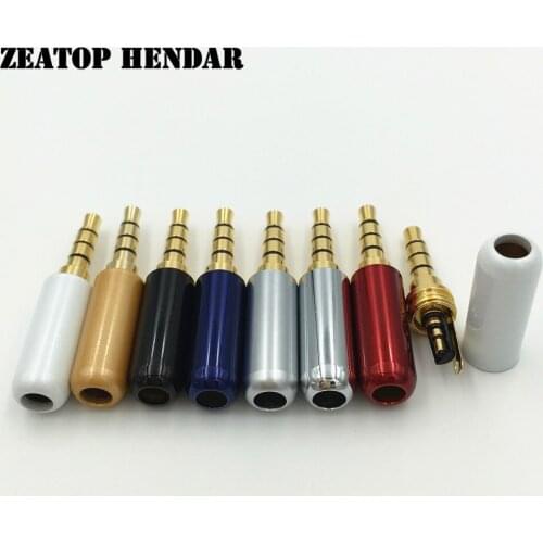 8Pcs 3.5mm 4Poles Copper Gold Plated Stereo Plug 3.5 for Audio Speaker Earphone DIY Repairing 3.5 mm Plug Jack
