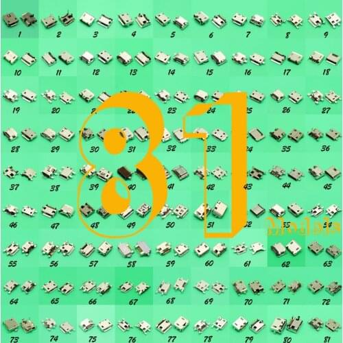 81Model 162pcs Micro USB Socket Connector Mix SMD DIP V8 Port Charging Data Plug for Samsung S4 S3 Lenovo Huawei ZTE HTC ect