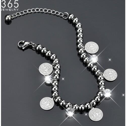 9 Styles Fashion Stainless Steel Religious San Benito Bracelet Women Adjustable Steel Charm Crystal Bangles Birthday Gift