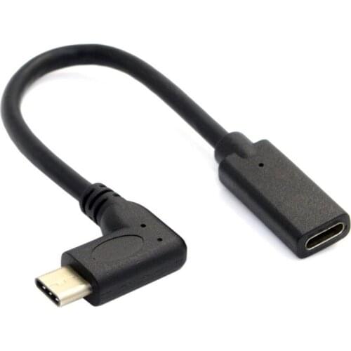 90 Degree Left & Right Angled USB-C USB 3.1 Type C Male to Female Extension Data Cable for Macbook Tablet Length: 20cm/100cm