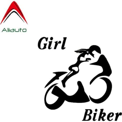 Aliauto Personality Car Sticker Sexy Powerful Girl Biker Popular Design Zero Defect Skillful Vinyl Decal Black/Silver,10cm*10cm