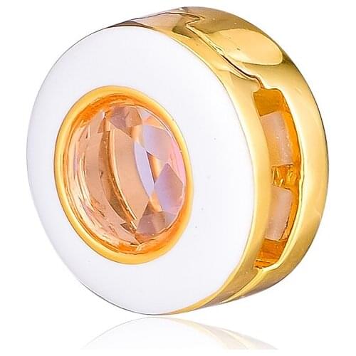 CKK Silver 925 Jewelry Gleaming White Circle Clip Charm Beads Fits Original Reflexions Bracelet Sterling Silver Making