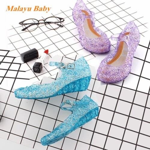 Children Shoes 2021 New Kids Girls Crystal Jelly Sandals Princess Cosplay Party Dance Shoes