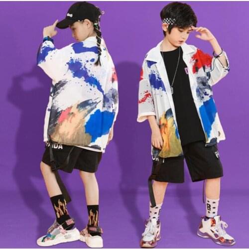 Kids Hip Hop Clothing Harajuku Shirt Oversized T Shirt Top Streetwear Cargo Shorts For Girl Boy Jazz Dance Wear Costume Clothes