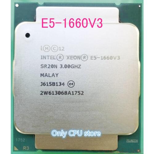 E5-1660V3 Original Intel Xeon OEM Version E5-1660 V3 3.0GHZ 8-Core 20MB SmartCache 140W E5 1660 V3 DDR4 1866MHz FCLGA2011-3 TPD