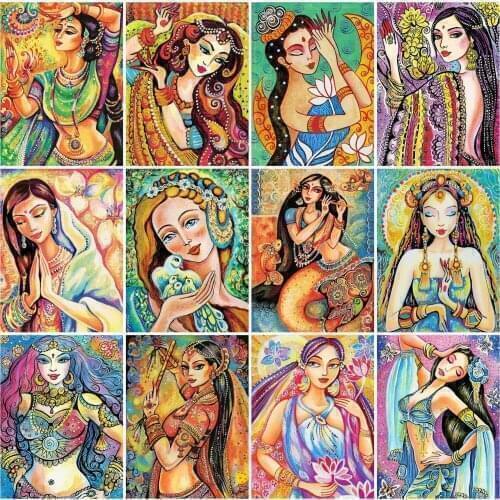 EverShine Diamond Mosaic Woman Picture Of Rhinestones Diamond Painting Portrait Full Square Cross Stitch Beaded Wall Decor