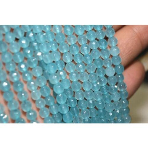 Faceted 4mm Natural Brazil Blue Aquamarine Gems Round Loose Beads 15'' AAA