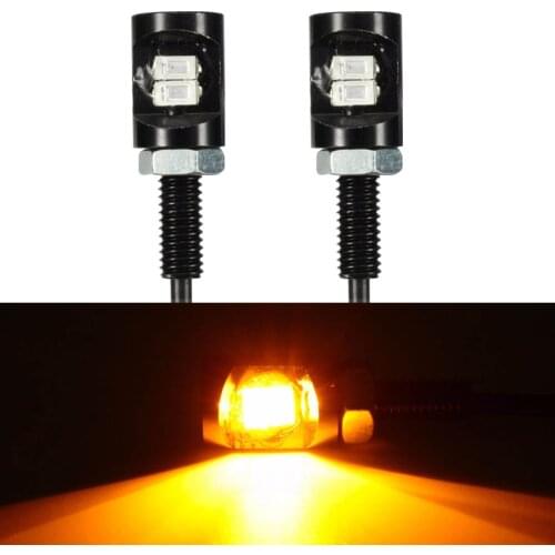 JXLCLYL 2x Amber 2LED Motorcycle Car Number License Plate Screw Bolt Light Lamp Bulb