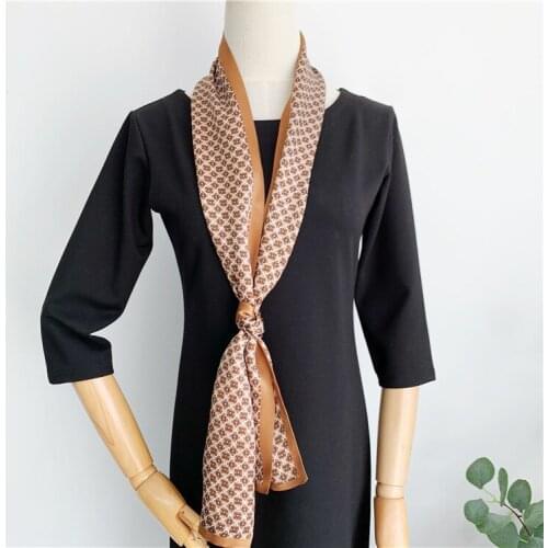 Clover Ribbon Scarf Hairband Headband 100% Silk Double Layer Brand Design Bag Hat Scarf 150*16cm