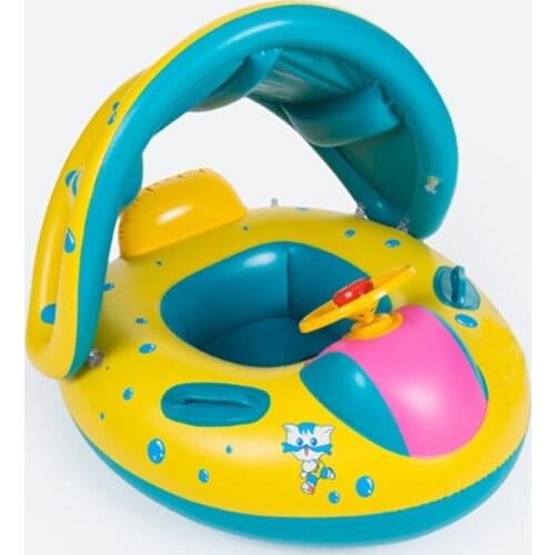 Ring pool boat Inflatable Boat With Sunshade Awning For Baby Play Water Bath Outdoor Toy Swim Ring Pool Toy Summer Ride-on