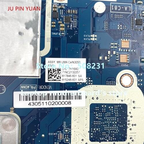 JU PIN YUAN Laptop motherboard For HP Pavilion 250 256 G4 15-AC Mainboard ABQ52 LA-C811P 828299-001 815248-001 with SR29F N3050