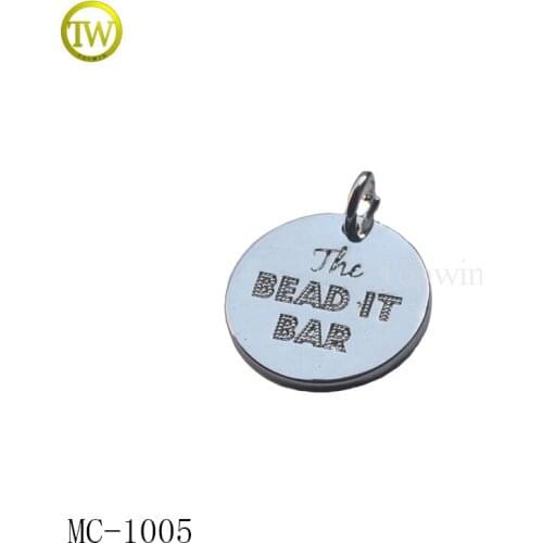 MC1005 custom metal round silver jewelry charm tag for bracelet/necklace