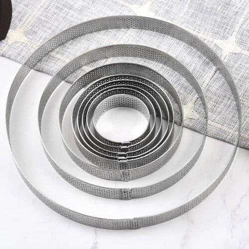 Stainless Steel Mini Tart Mold Ring Tartlet Dessert Perforation Mold Cookies Pastry Circle Cutter Mousse Fruit Pie Baking Tools
