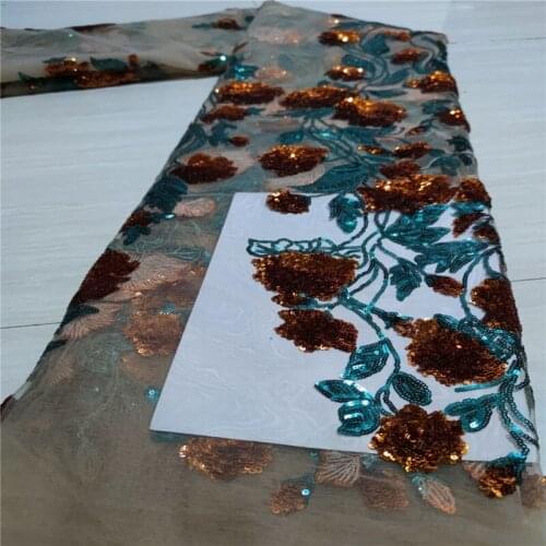 Multicolor French Tulle Mesh Lace Fabrics with Sequins Wholesale African Sequence Lace Fabric for Nigeria Wedding Party Sewing