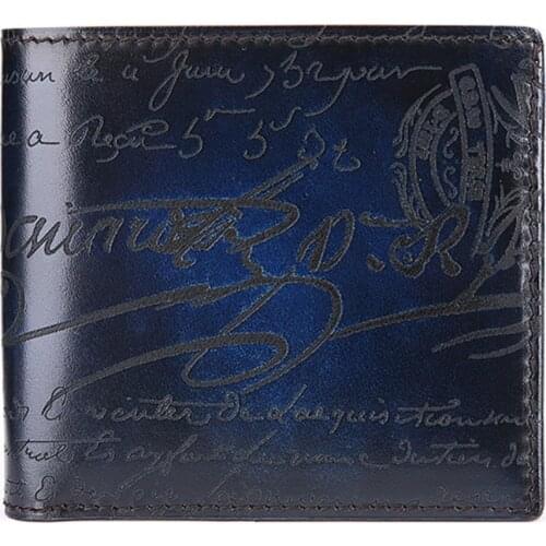 TERSE manufacturer handmade leather short wallet men high quality 4 colors short purse engraving luxury business wallet 0388-1