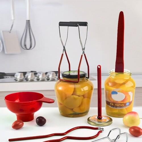 6 Pcs Canning Kit Canning Jar Lifter with Grip Handles Jar Tongs Stainless Steel Anti-Scald Clip Suit Kitchen Supplies