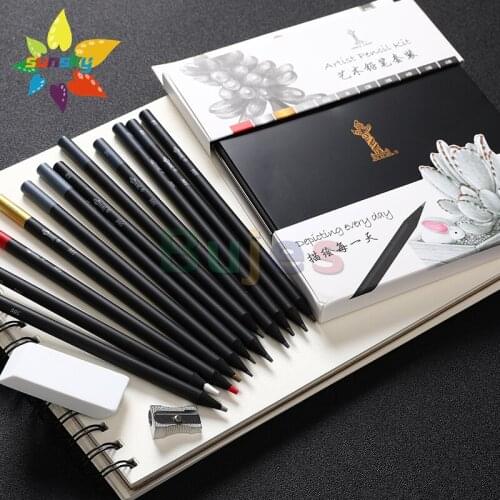 Chunghwa Art pencil set Painting combination pencil iron box 14 PCS Children professional Skech Color pencil art supplies