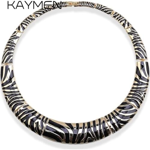 New Fashion Bohemian Leopard Print Enamel and Gold-Color Statement Chokers Necklace Coller for Women Wedding Jewelry 5 Colors