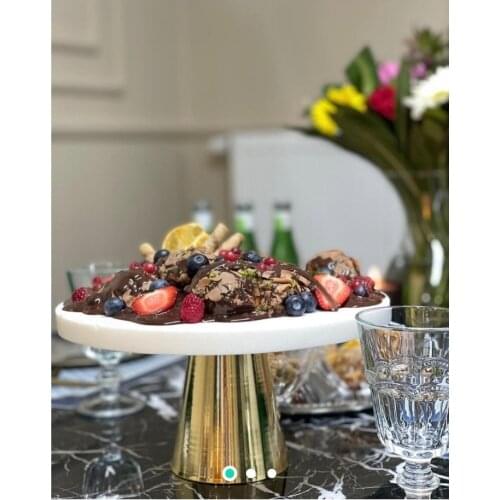 15 cm high marble plate gold handle stand cake plate fruit plate presentation stand kitchen