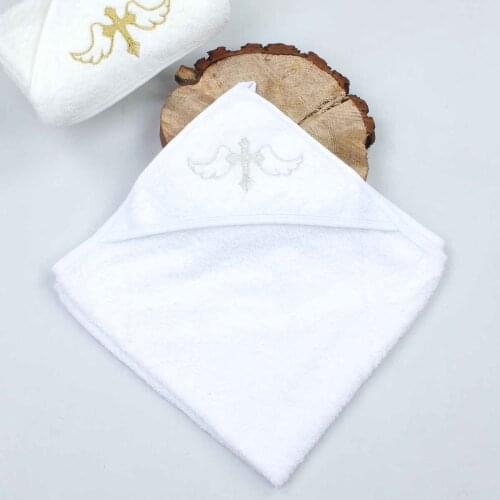 Boy Girl Baby Newborn Crucifix Rebirth Baptism Hooded Drying Towel Religious Ceremony Towel Babies Spiritual The Church Baptism