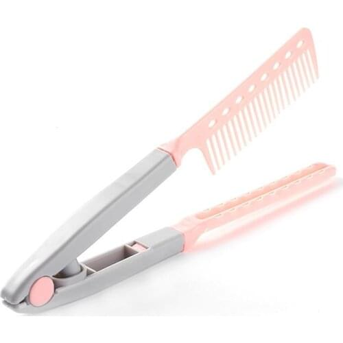 Portable V Type Hair Straightener Comb Folding DIY Hair Styling Clip Hair Brush Roller Rotate Styler Comb Styling Straightening