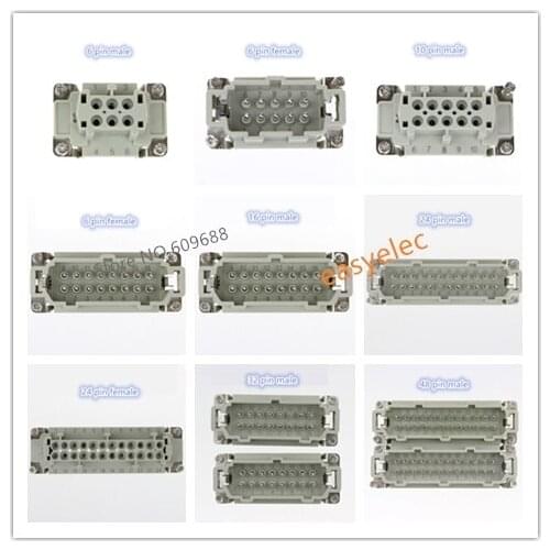 HE Water Proof Heavy Duty connector Male Female 6 10 16 24 32 48 pin 16A Rectangle Aviation Plug Socket Link