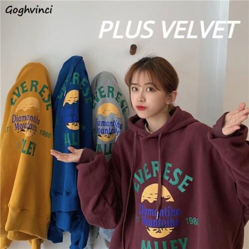 With Hat Hoodies Women Lovely Students Thicker Warm Comfortable Korean Style Leisure Loose Couple Harajuku Vintage New Fashion