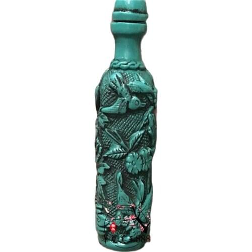Antique ornament Turquoise snuff bottle home decoration office creative flowers and birds
