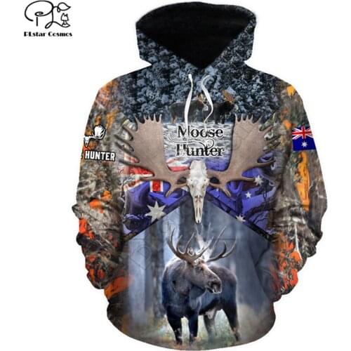 Fashion Moose Hunting AU hoodies 3D printed Sweatshirt Hoodie Harajuku Autumn Streetwear women foe men Casual Tracksuit style-3