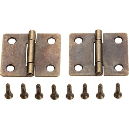 2pcs 38*34mm Vintage Furniture Hinge Cabinet Drawer Door Butt Hinge Iron Jewelry Wood Box Decorative Hinges Antique Bronze