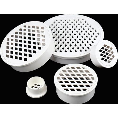 Insert Type Simple Floor Drain PVC 50-160 Round Pipe End Cap Filter Net Air Vent Cover For Garden Balcony Roof Drainage Fittings