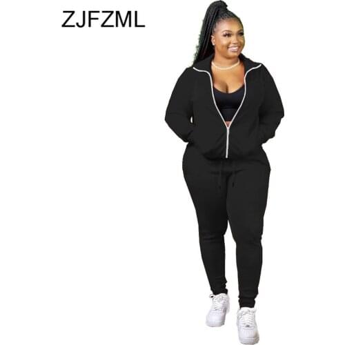 Casual Sporty Women Matching Sets Casual Outfits Turn Down Collar Full Sleeve Jackets and Drawstring Jogger Pant Oversized Suits