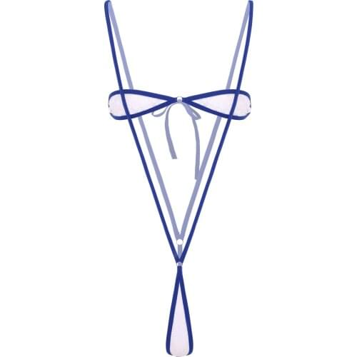 Womens Erotic Sexy Micro Mini G-String Thong Bikini Bodysuit Sheer Lace Lingerie Set Strapless Bra Top Suspender Briefs Bottom