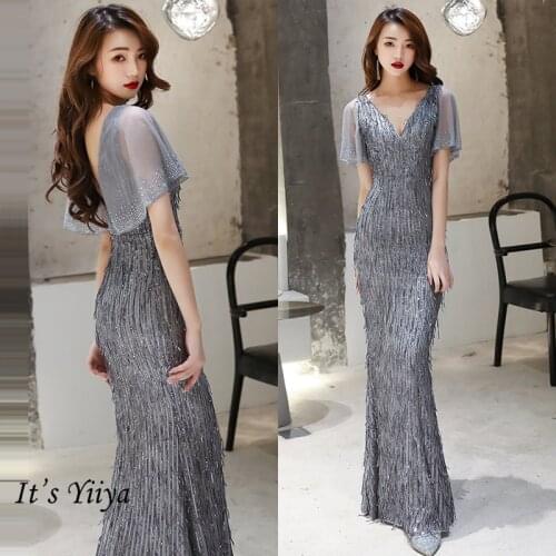 Its Yiiya Evening Dress Mermaid Plus Size Elegant Formal Evening Dresses For Women K030 Plsu Size Robe De Soiree Party Gowns