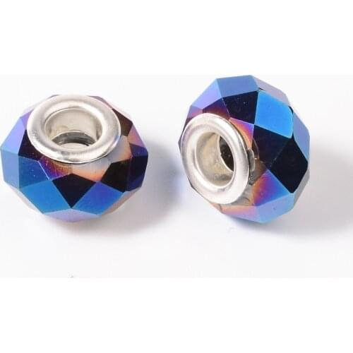 10pcs 14x9mm Round Faceted Large Hole Crystal Rondelles Glass Beads Charm Loose for Bracelet Jewelry Making DIY