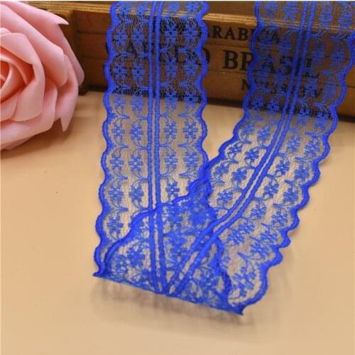 10 Yards Beautiful Royal blue Lace Ribbon Tape 45MM Lace Trim Fabric DIY Embroidered Net Lace For Sewing Decoration lace fabric