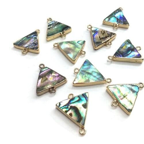 20Pcs/lot Triangle abalone shell gilded rim connector for DIY bracelet necklace jewelry accessories