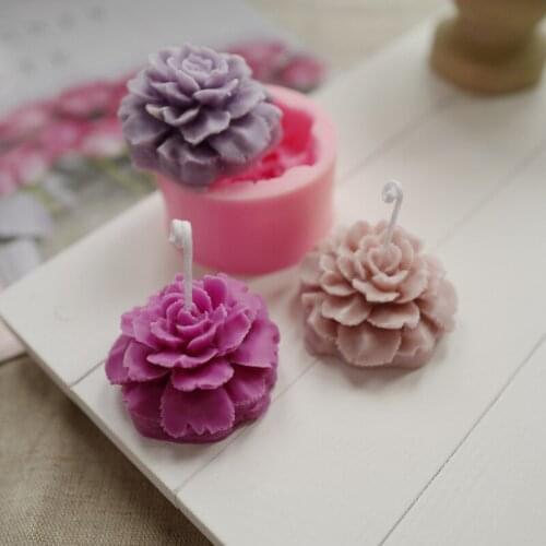 3d Carnation Homemade Scented Candle Mold Diy Scented Flower Fondant Cake Silicone Mold Candle Making Soap Form Plaster Mold