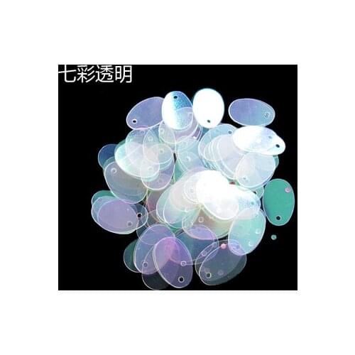 400pcs/lot 12*20mm Oval Egg Shape Sequins PVC Craft Flat With Side Hole Belly Dance Garment DIY Accessories Transparent White AB