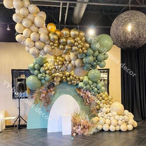 50pcs 18/12/10/5Inch Retro Green Latex Skin Apricot Wedding Birthday Balloons Garland Arch Party Supplies Globos Balloons Decor