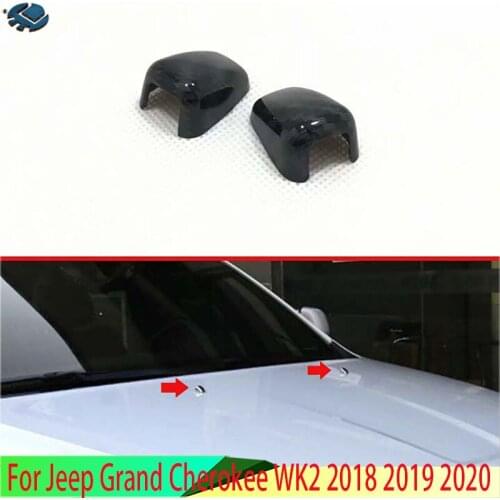 For Jeep Grand Cherokee 2018 2019 Car Styling Accessories Carbon Fiber Style Car Water Spray Wiper Nozzle Cover Sequins Stickers