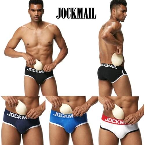 JOCKMAIL Brand Enhancing Mens Underwear Briefs Sexy Bulge Gay Penis pad Front + butt Magic buttocks Double Removable Push Up Cup